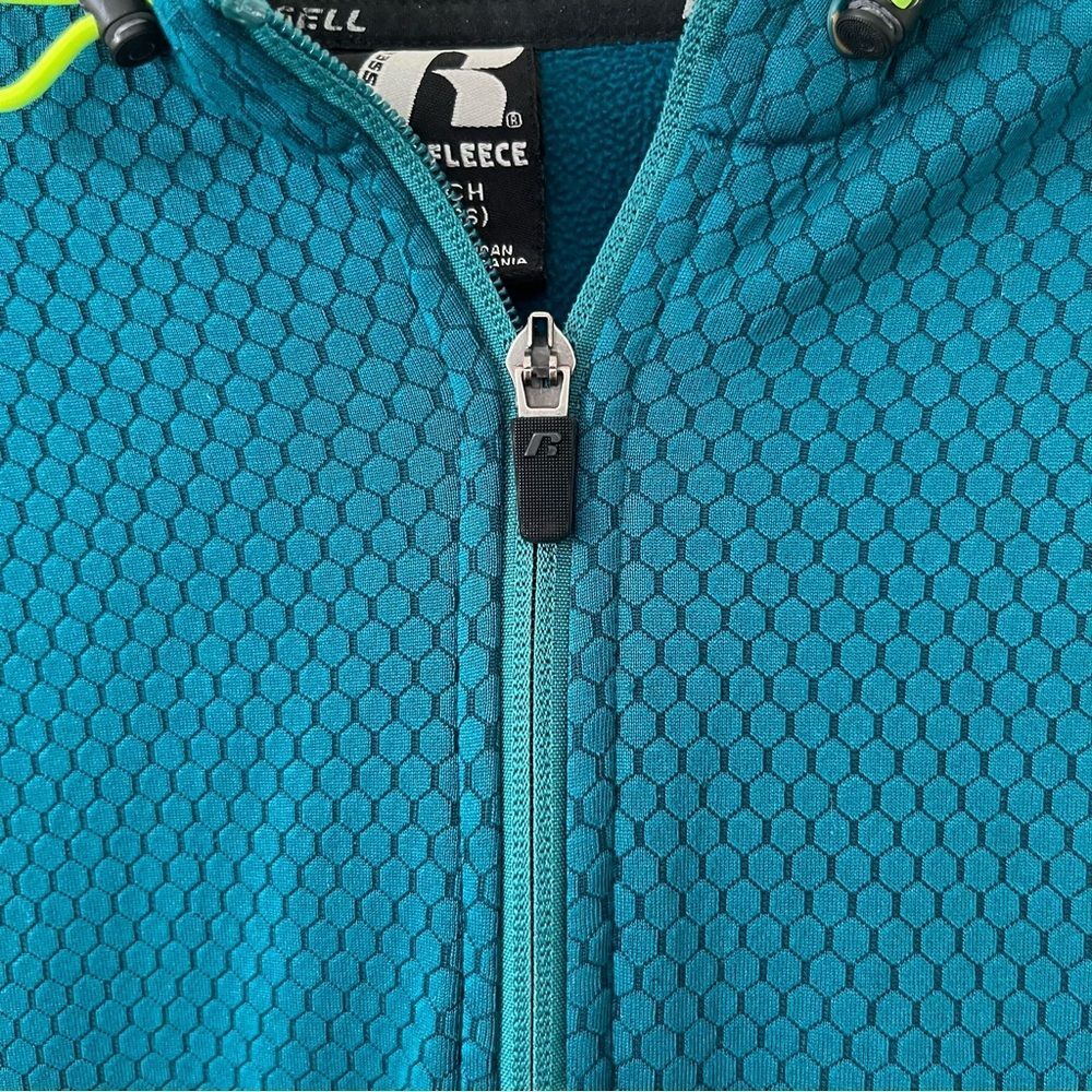 Russell Athletic Teal Textured Full Zip Performance Hoodie Men’s Small - Picture 8 of 14